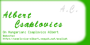 albert csaplovics business card